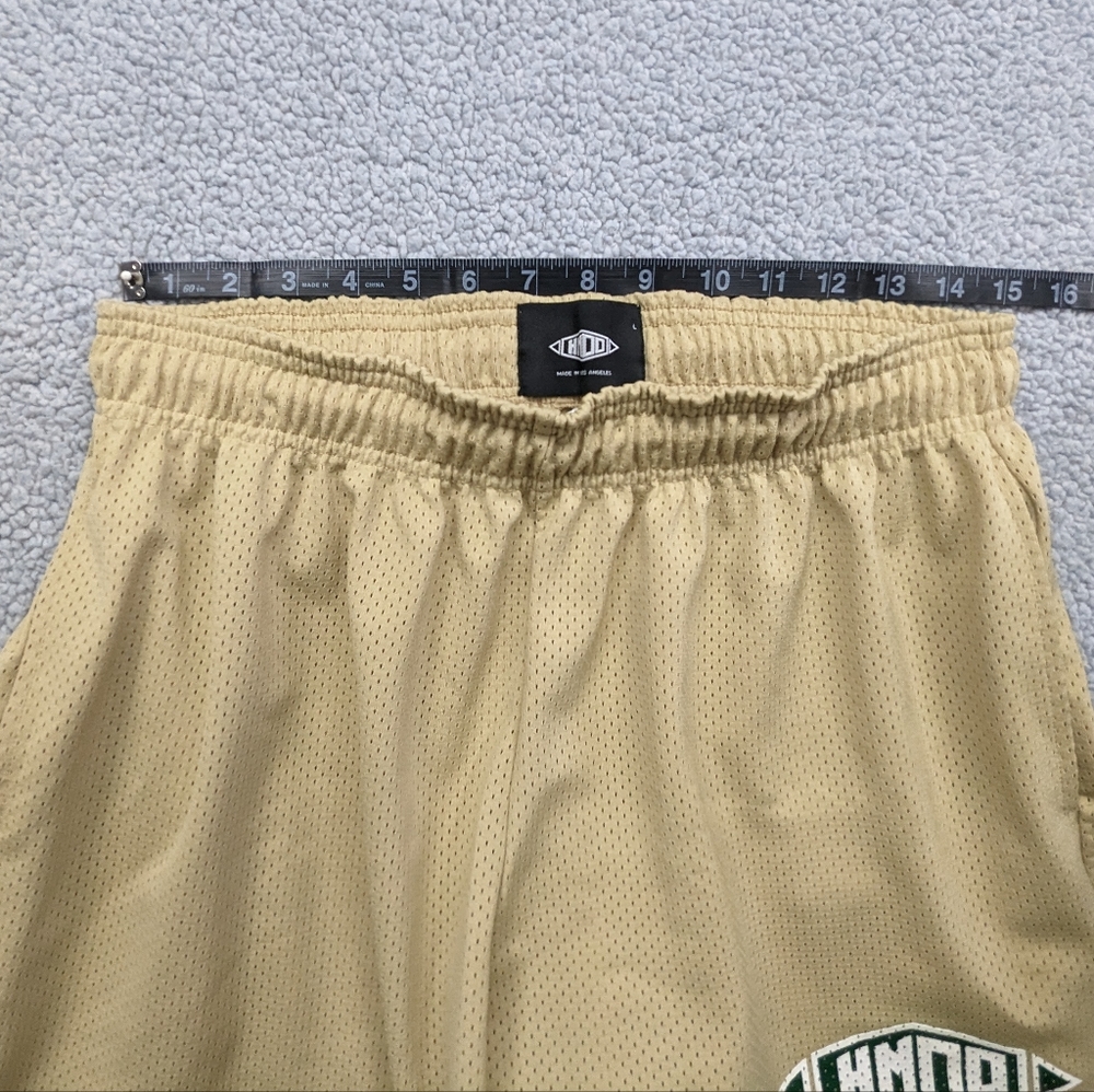 HMDD Shorts Mens Large Happy Memories Don't Die Los Angeles Cali Tan Beige USA - Picture 10 of 14